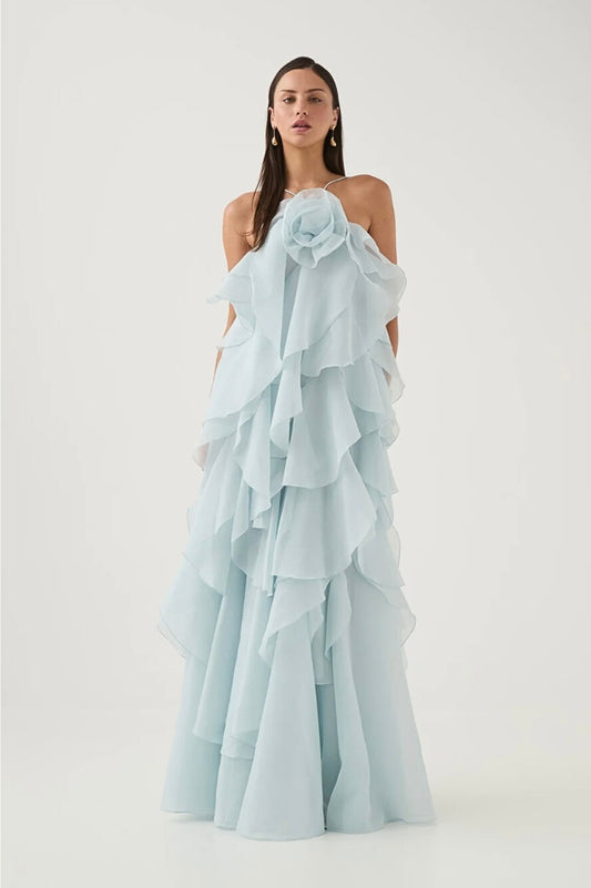 Pandorea Layered Maxi Dress Silver Blue