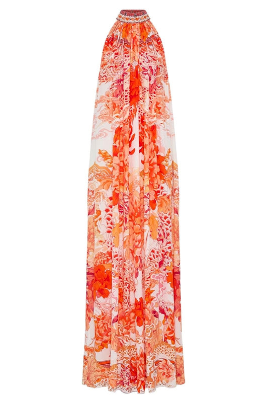 Mother Dragon Tie Neck Maxi