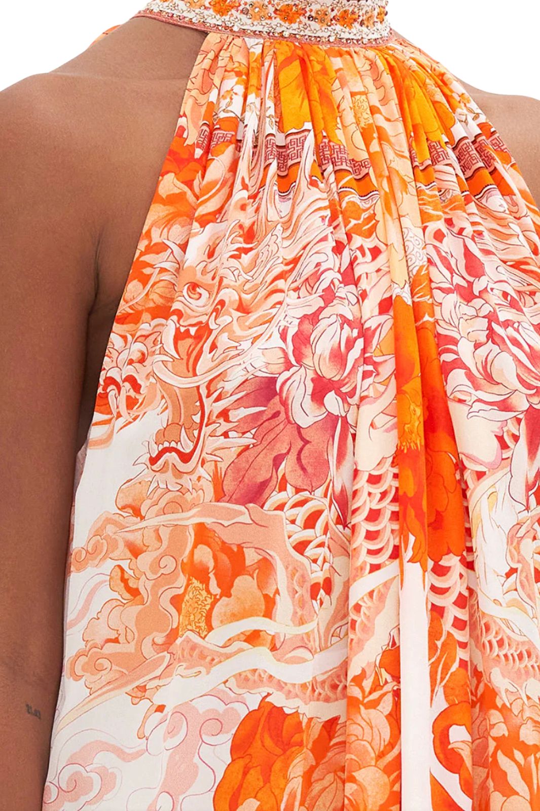 Mother Dragon Tie Neck Maxi