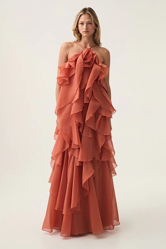 Pandorea Layered Maxi Dress Coral Clay