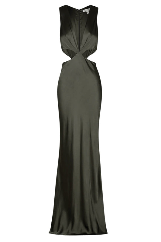 La Lune Plunged Cut Out Maxi Black