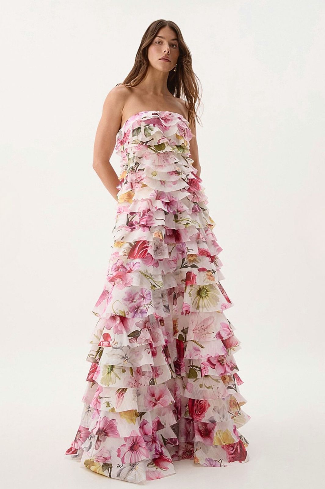 Fleur Pleated Gown Collage Floral