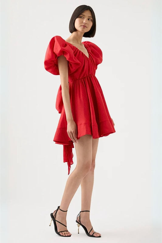 Gretta Bow Back Mini Dress Scarlet Red