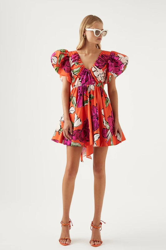 Gretta Bow Back Mini Dress Vivid Camellia