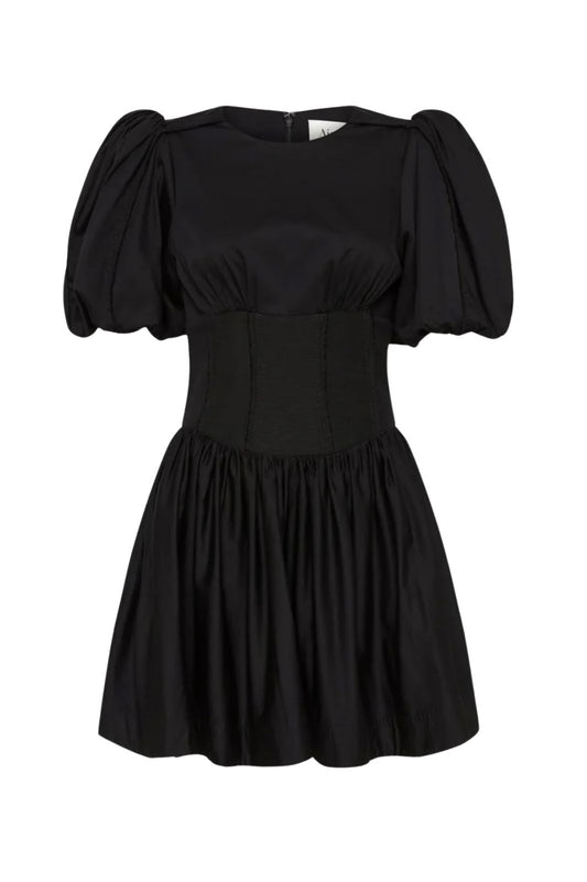 Gianna Puff Mini Dress Black