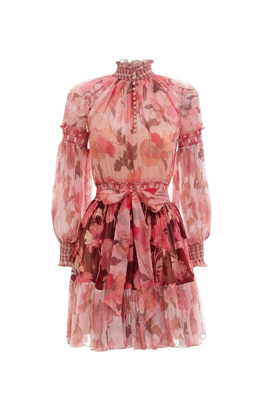 Concert Spliced Lantern Mini Dress