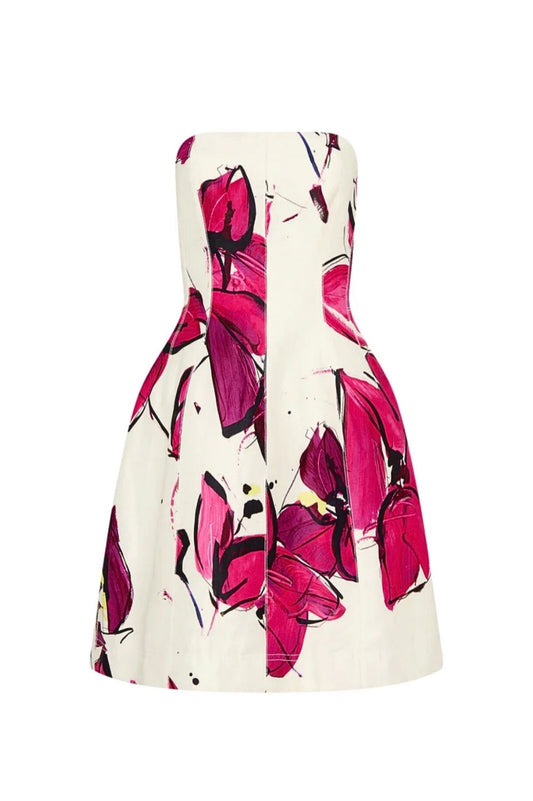 Baret Strapless Mini Dress Falling Florals