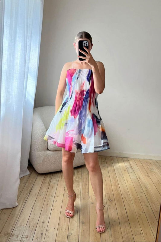 Celestial Pleated Mini Dress