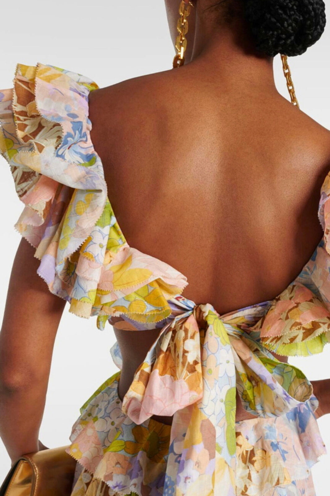 Pop Ruffle Sleeve Midi Dress Patch Floral