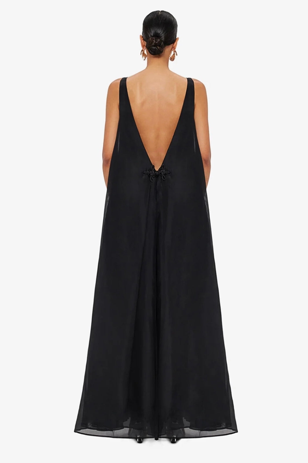 Yumei Applique Floral Open Back Gown