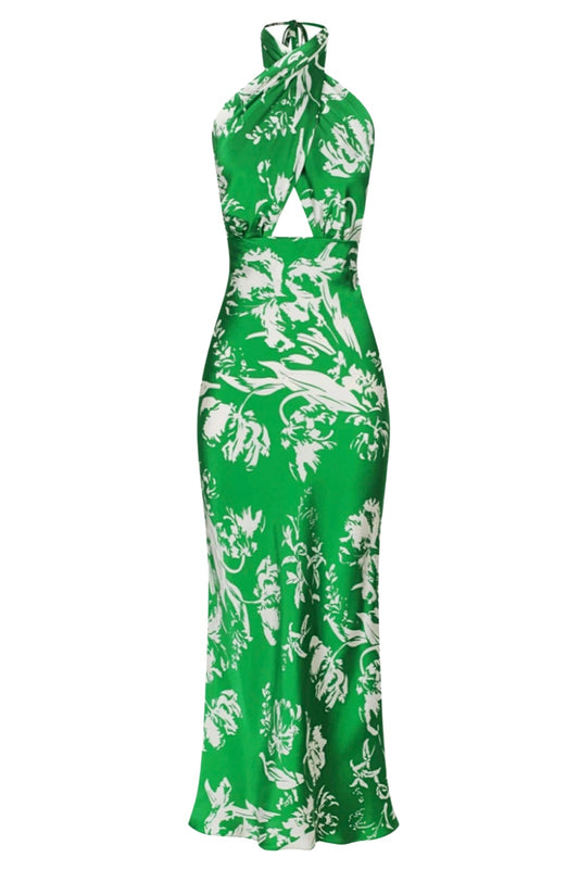 Coppice Silk Cross Front Bias Midi Dress