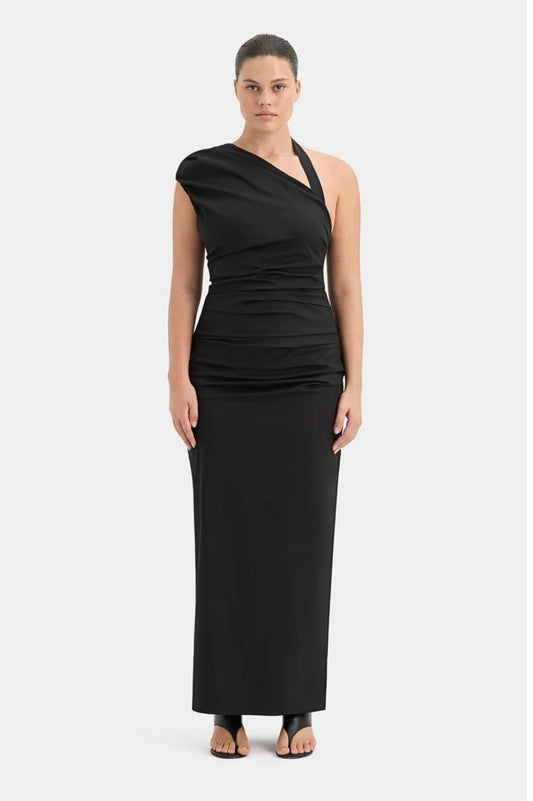 Giacomo Gathered Gown Black