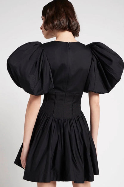 Gianna Puff Mini Dress Black