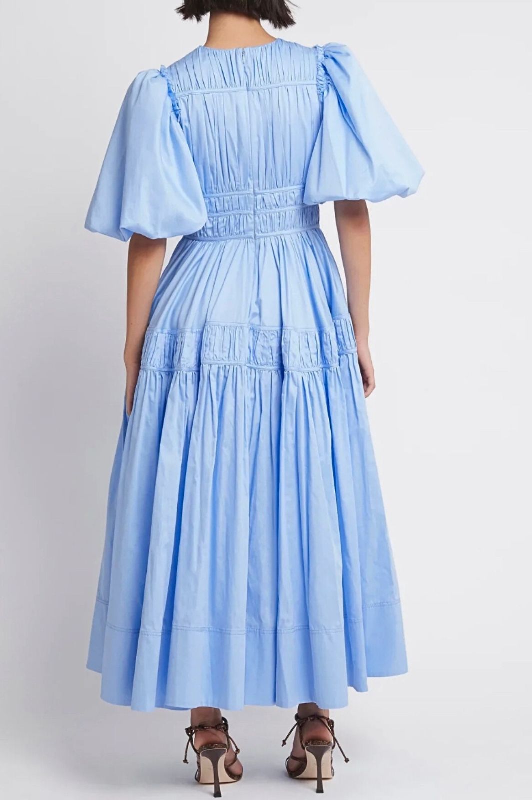 Falling Water Gathered Midi Dress Blue
