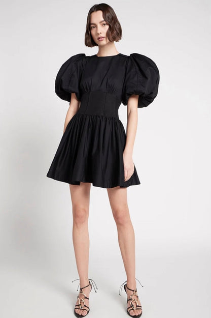 Gianna Puff Mini Dress Black