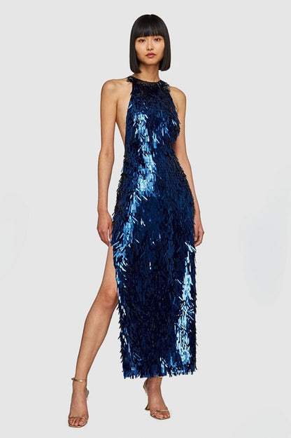 Juliette Sequin High Neck Maxi Dress