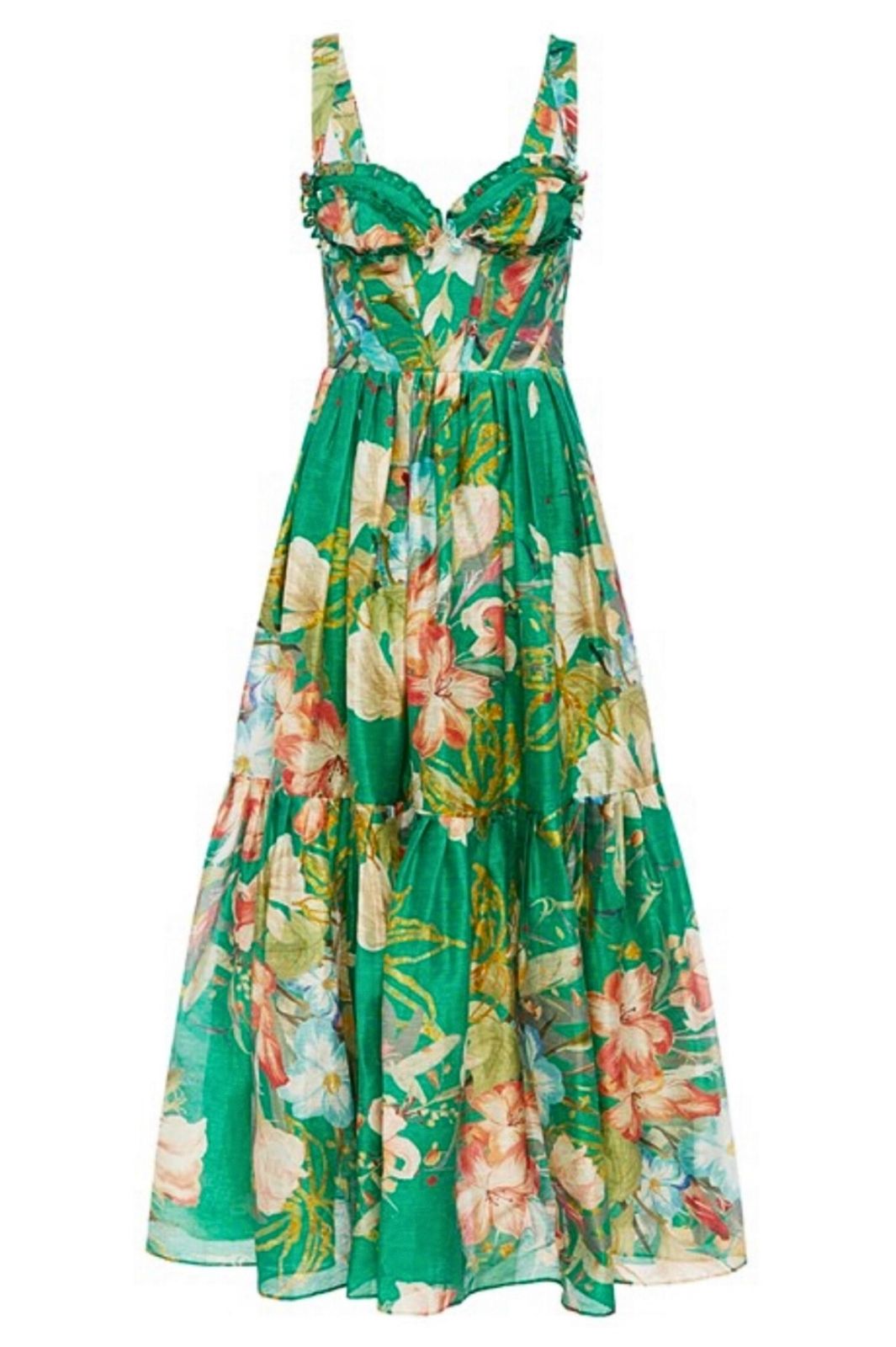 Rose Bustier Midi Dress - Opulent Print