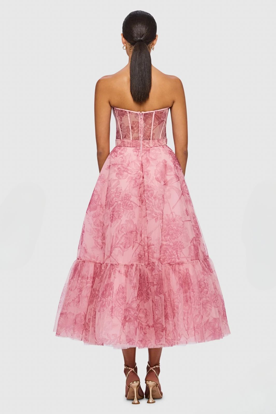 Rae Bustier Midi Dress Plum Blossom