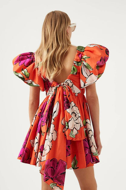 Gretta Bow Back Mini Dress Vivid Camellia