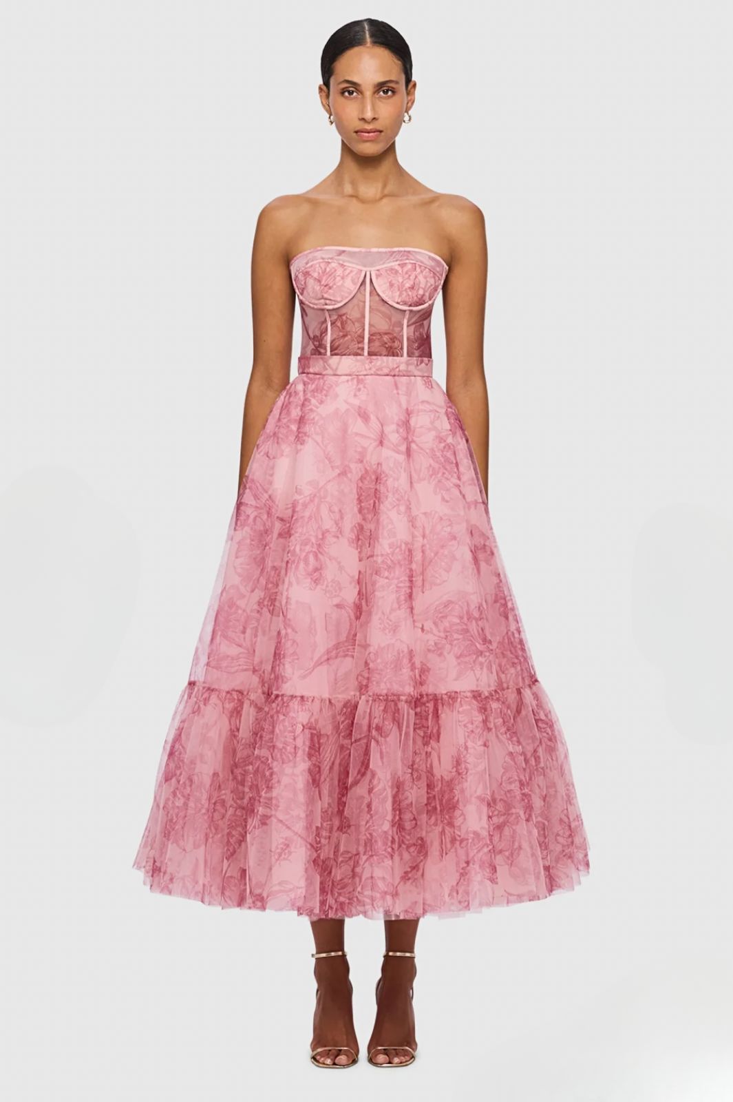 Rae Bustier Midi Dress Plum Blossom