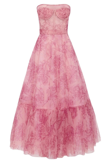 Rae Bustier Midi Dress Plum Blossom