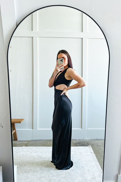 La Lune Plunged Cut Out Maxi Black