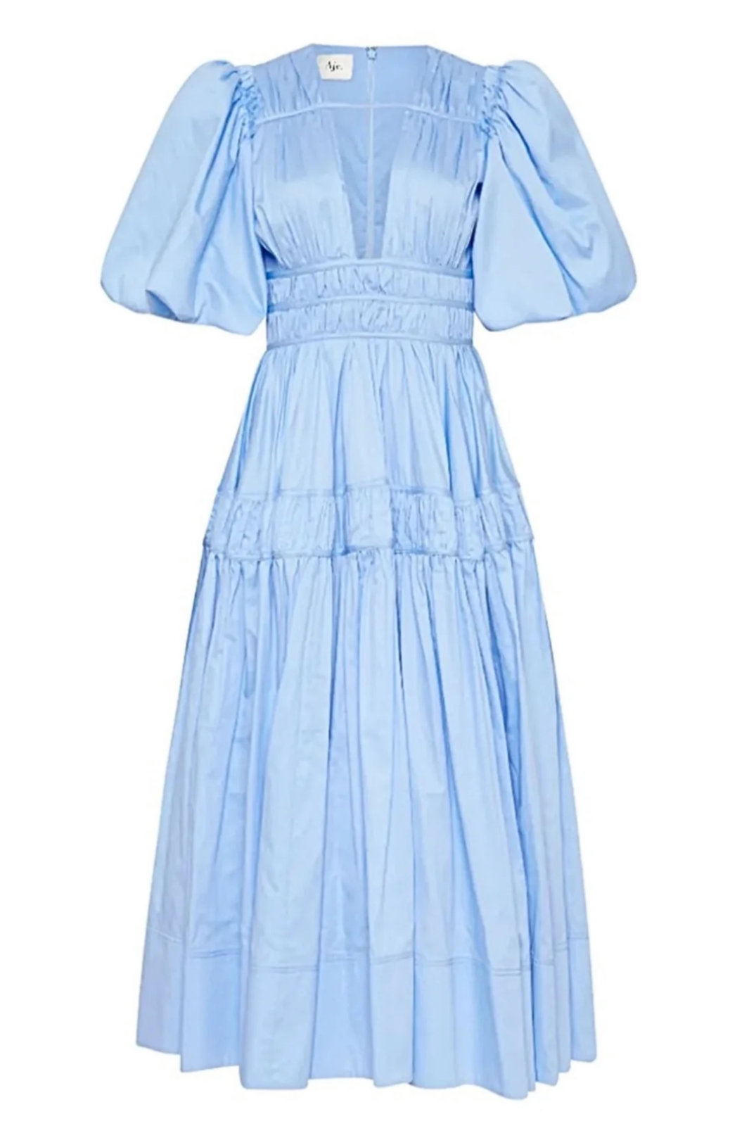 Falling Water Gathered Midi Dress Blue