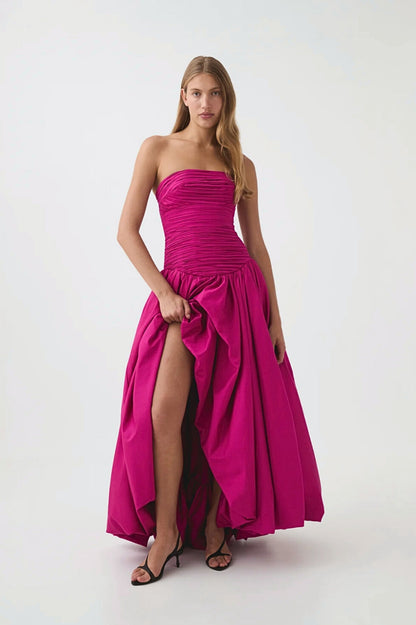 Violette Bubble Hem Maxi Dress Magenta