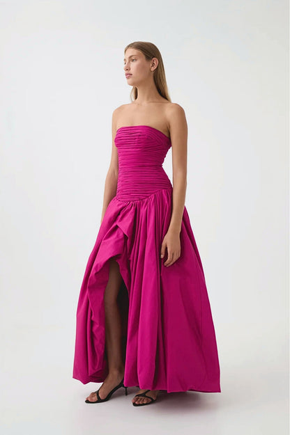 Violette Bubble Hem Maxi Dress Magenta