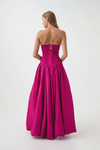Violette Bubble Hem Maxi Dress Magenta