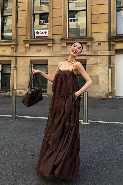 Ophelia Lace Gown Chocolate