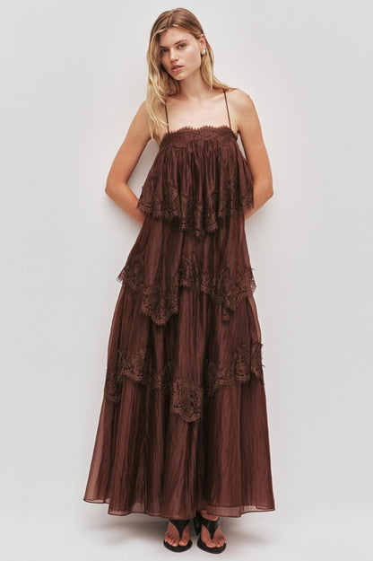 Ophelia Lace Gown Chocolate
