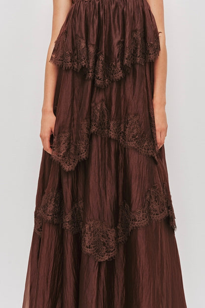 Ophelia Lace Gown Chocolate