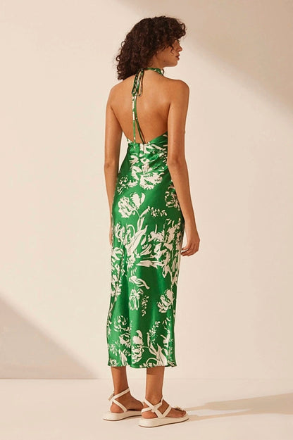Coppice Silk Cross Front Bias Midi Dress