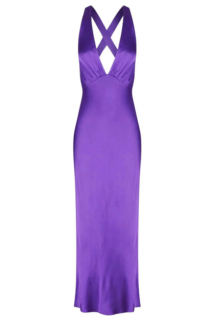 Lana Plunged Cross Back Midi Dress